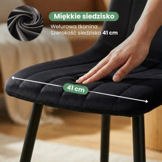 8x Welurowe krzesło tapicerowane pikowane Czarne LIVO Czarne nogi