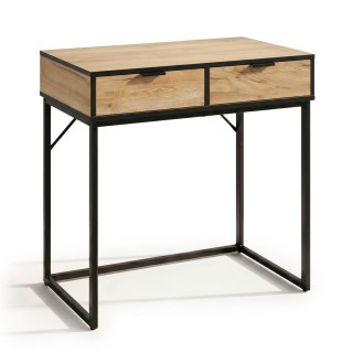Konsola stolik loftowy ELANO 2 szuflady 80 cm Dąb Craft Czarne nogi