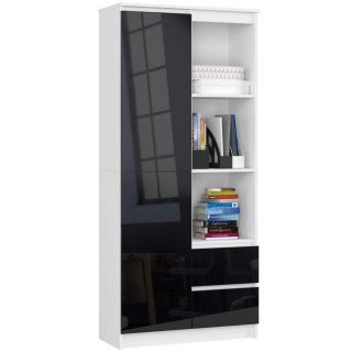 REGAŁ BIUROWY R 80 cm CLP R11 PK BIAŁY / CZARNY POŁYSK