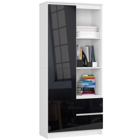 REGAŁ BIUROWY R 80 cm CLP R11 PK BIAŁY / CZARNY POŁYSK