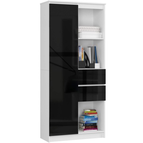 REGAŁ BIUROWY R 80 cm CLP R15 PK BIAŁY / CZARNY POŁYSK