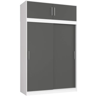 SZAFA PRZESUWNA Z NADSTAWKĄ 150cm CLP BIAŁA / SZARA MONO