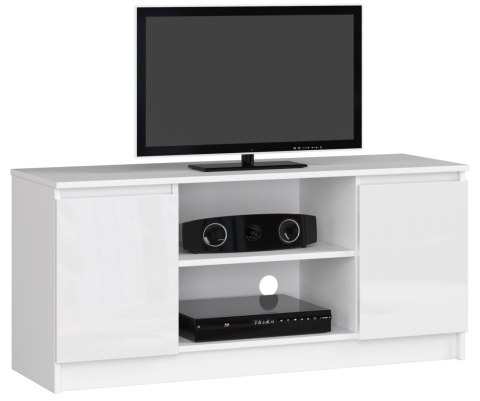 SZAFKA RTV 120 cm 2D 1P BIAŁY AKRYL WYSOKI POŁYSK