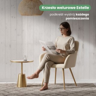 2x Welurowe krzesło tapicerowane gładkie Beżowe ESTELLE Złote nogi