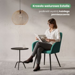 2x Welurowe krzesło tapicerowane gładkie Butelkowa Zieleń ESTELLE Czarne nogi