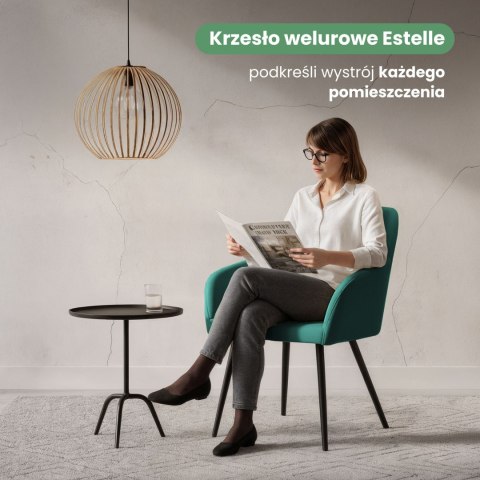 2x Welurowe krzesło tapicerowane gładkie Butelkowa Zieleń ESTELLE Czarne nogi