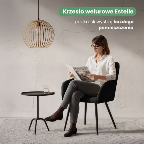 2x Welurowe krzesło tapicerowane gładkie Czarne ESTELLE Czarne nogi