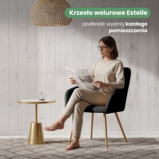 2x Welurowe krzesło tapicerowane gładkie Czarne ESTELLE Złote nogi