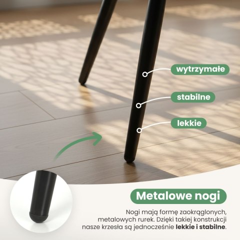 2x Welurowe krzesło tapicerowane pikowane Ciemny Grafit DIAMANTE Czarne nogi