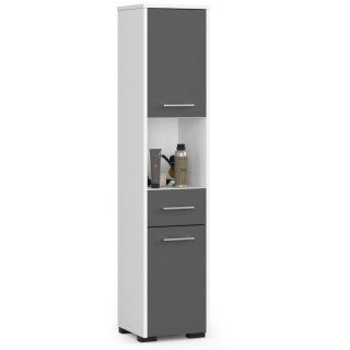 REGAŁ ŁAZIENKA FIN SŁUPEK 30 2D 1SZ 1W 140cm PK BIAŁY / SZARY