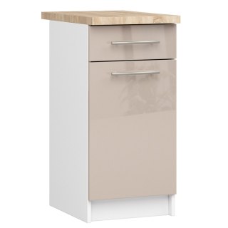 Szafka OLIWIA S40 SZ1 + BLAT BIAŁA / CAPPUCCINO POŁYSK
