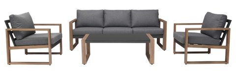 Zestaw Mebli Ogrodowych DUISBURG Sofa Fotel Stolik ANTRACYT / BRĄZOWY