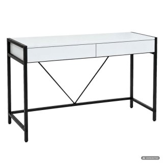 Biurko komputerowe LOFT PURE Białe 124 cm 2 szuflady czarne nogi styl industrialny 124x50x80 cm