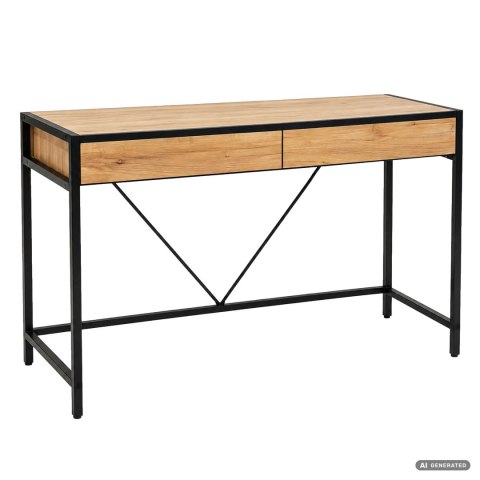 Biurko komputerowe LOFT PURE Dąb Craft 124 cm 2 szuflady czarne nogi styl industrialny 124x50x80 cm
