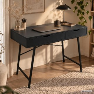 Biurko komputerowe RAX Czarne 100 cm 2 szuflady czarne nogi styl industrialny 100x48x80,5 cm