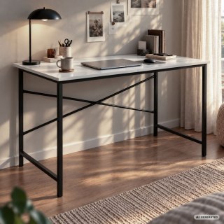 Biurko komputerowe SIMPLE Białe 120 cm czarny stelaż styl industrialny 120x50x75 cm