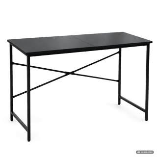 Biurko komputerowe SIMPLE Czarne 120 cm czarny stelaż styl industrialny 120x50x75 cm