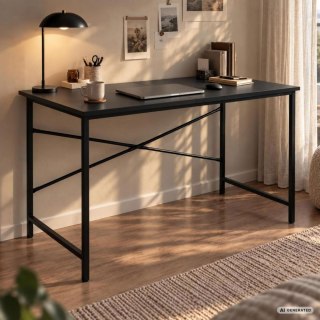 Biurko komputerowe SIMPLE Czarne 120 cm czarny stelaż styl industrialny 120x50x75 cm