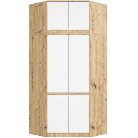 SZAFA NAROŻNA Z NADSTAWKĄ S100 DĄB ARTISAN / BIAŁA