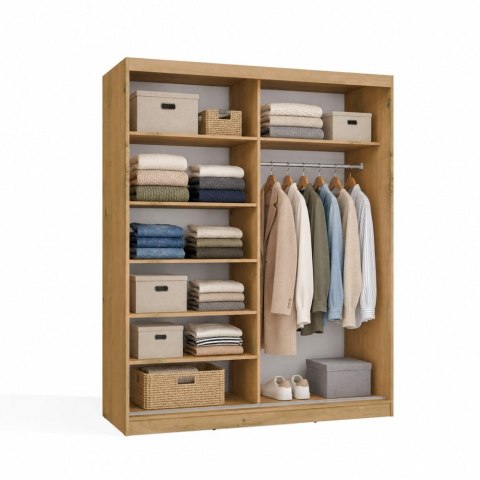 SZAFA Przesuwna IGA 160 2 Lustra DĄB ARTISAN ANTRACYT - Nowoczesny Design