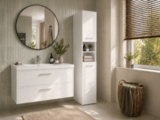 SZAFKA Łazienkowa Słupek POLA 32 BIAŁY 180 cm Głębokość 64 cm 2 Drzwi Półki