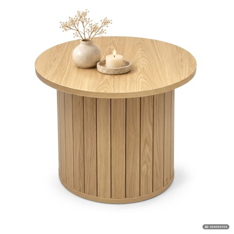 Stolik kawowy okrągły NUBO 48 cm Naturalne Drewno