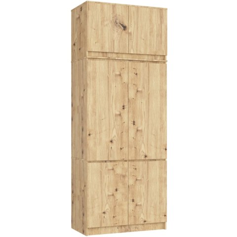 Szafa z nadstawką S 90 cm 6 drzwi 6 półek - dąb artisan