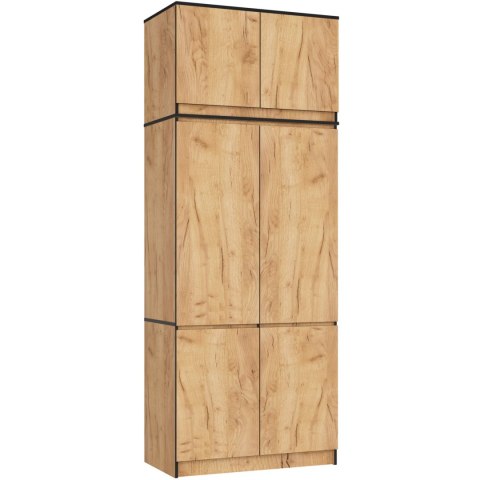Szafa z nadstawką S 90 cm 6 drzwi 6 półek - dąb craft