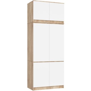 Szafa z nadstawką S 90 cm 6 drzwi 6 półek - dąb sonoma biała