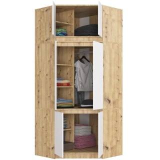 SZAFA NAROŻNA Z NADSTAWKĄ S100 DĄB ARTISAN / BIAŁA