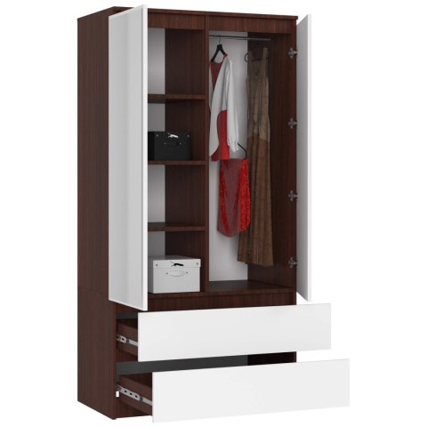SZAFA S 90 cm 2 DRZWI 2 SZUFLADY 2 LUSTRA PK WENGE / BIAŁA