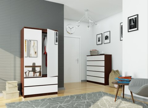 SZAFA S 90 cm 2 DRZWI 2 SZUFLADY 2 LUSTRA PK WENGE / BIAŁA