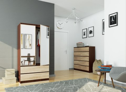 SZAFA S 90 cm 2 DRZWI 2 SZUFLADY 2 LUSTRA PK WENGE / SONOMA