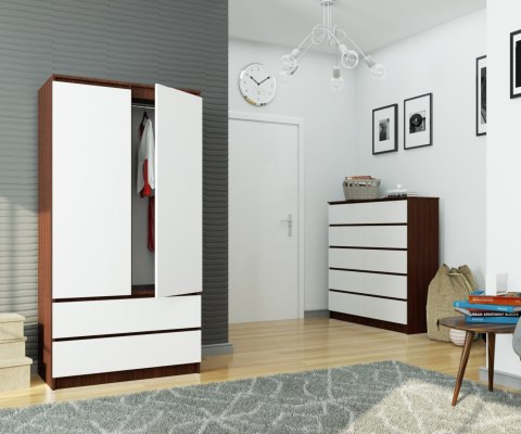 SZAFA S 90 cm 2 DRZWI 2 SZUFLADY PK WENGE / BIAŁA