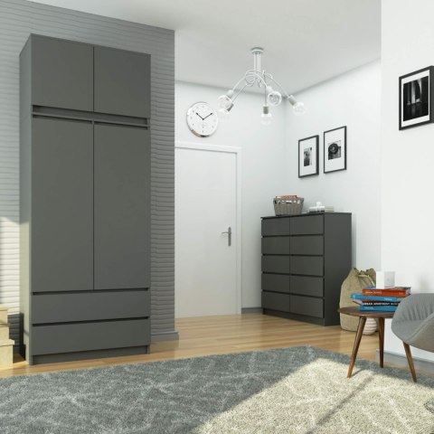 SZAFA Z NADSTAWKĄ S90 2D 2SZ CLP PK GRAFIT SZARY