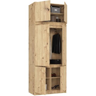 Szafa z nadstawką S 90 cm 6 drzwi 6 półek - dąb artisan