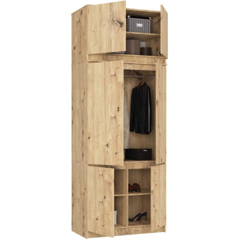 Szafa z nadstawką S 90 cm 6 drzwi 6 półek - dąb artisan