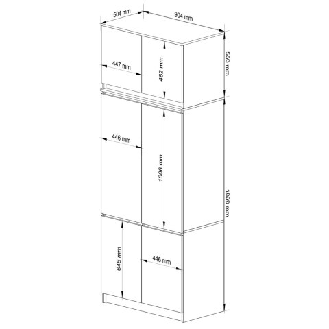 Szafa z nadstawką S 90 cm 6 drzwi 6 półek - dąb artisan