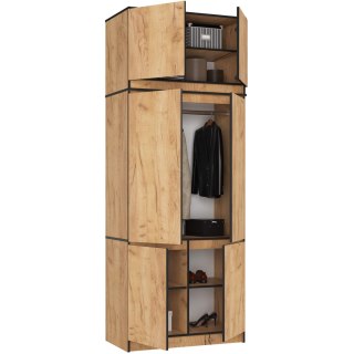 Szafa z nadstawką S 90 cm 6 drzwi 6 półek - dąb craft