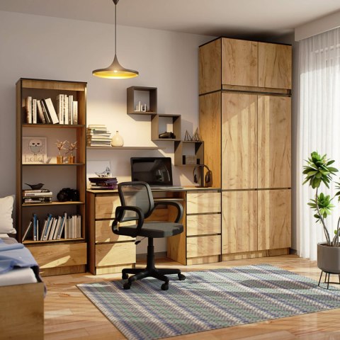 Szafa z nadstawką S 90 cm 6 drzwi 6 półek - dąb craft