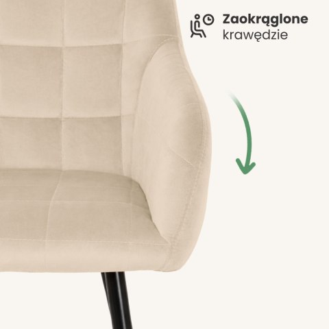 2x Krzesło tapicerowane z przeszyciami kwadratowymi Beżowe LUXANO Czarne nogi