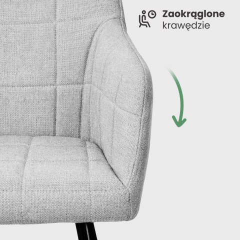 2x Krzesło tapicerowane z przeszyciami kwadratowymi Jasny Szary LUXANO Czarne nogi tkanina Lumos