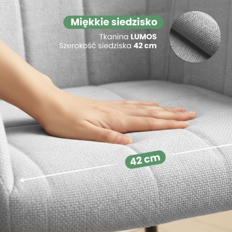 2x Krzesło tapicerowane z przeszyciami kwadratowymi Jasny Szary LUXANO Czarne nogi tkanina Lumos