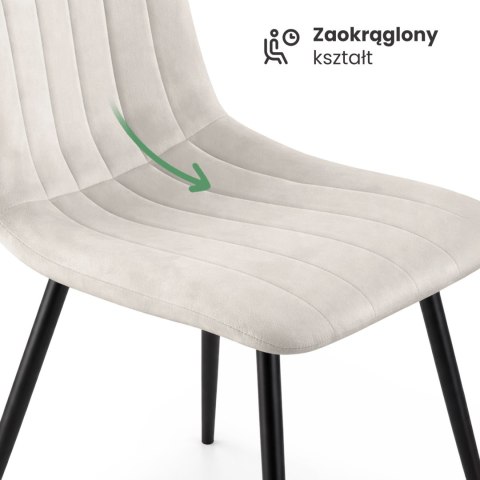 2x Welurowe krzesło tapicerowane pikowane Beżowe LIVO Czarne nogi