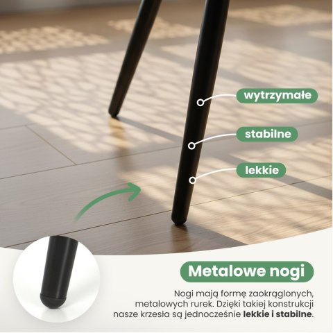 2x Welurowe krzesło tapicerowane pikowane Beżowe LIVO Czarne nogi