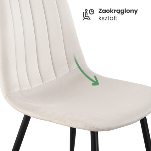 2x Welurowe krzesło tapicerowane pikowane Beżowe LUMO Czarne nogi