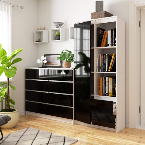 REGAŁ BIUROWY R 80 cm CLP R11 PK BIAŁY / CZARNY POŁYSK