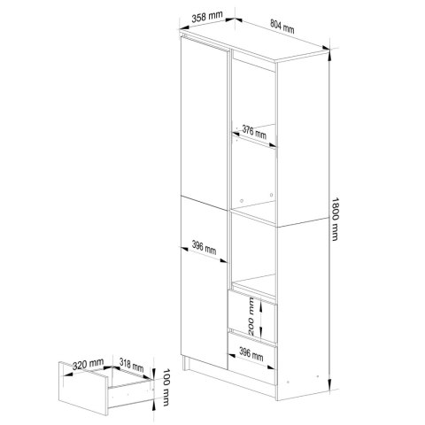 REGAŁ BIUROWY R 80 cm CLP R11 PK BIAŁY / SONOMA