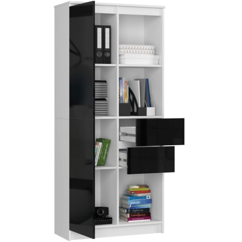 REGAŁ BIUROWY R 80 cm CLP R15 PK BIAŁY / CZARNY POŁYSK