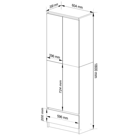 REGAŁ ZAMKNIETY R60 2D 1SZ CLP PK BIAŁY